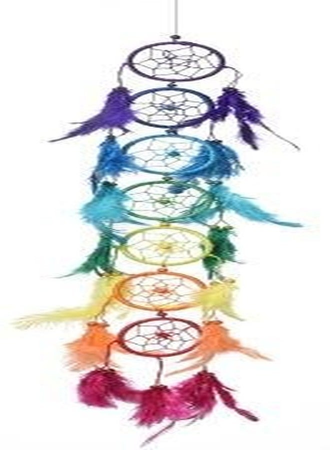 Rooh Dream Catcher ~ Rainbow 7 Tier ~ Handmade Hangings for Positivity (Can be Used as Home Decor, Gift, Wall Hangings, Meditation Room, Yoga Temple, Wind Chime & Car Hanging) - Image 1